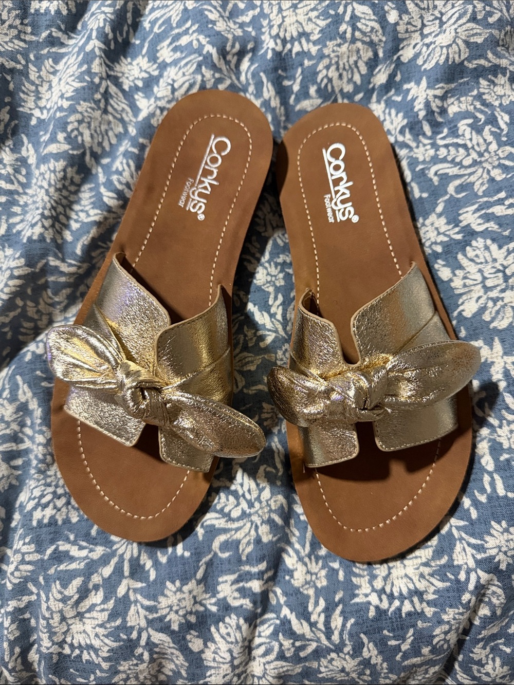 Corkys Gold Knot Slide Sandals for Women